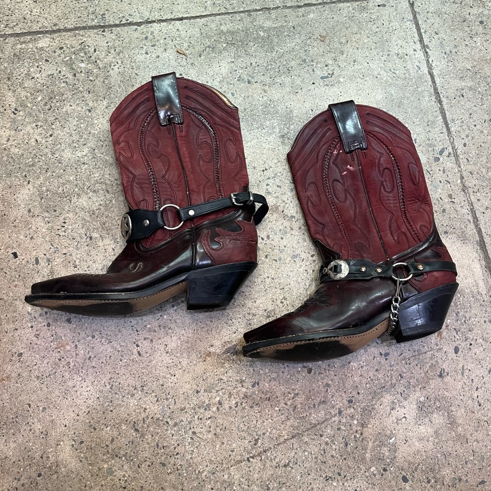 Scorpion 🦂 Scorpio ♏️ Burgundy Red Genuine Leather Cowboy Western Boots 6 Womens